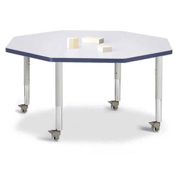 Berries Octagon Activity Table, 48 in. x 48 in., Mobile, Freckled Gray/Navy/Gray